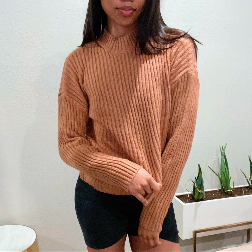 Orange Mock Neck Sweater